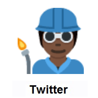 Factory Worker: Dark Skin Tone on Twitter Twemoji