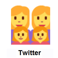 Family: Woman, Woman, Girl, Girl on Twitter Twemoji