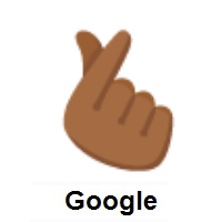 Hand with Index Finger and Thumb Crossed: Medium-Dark Skin Tone on Google Android