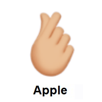 Hand with Index Finger and Thumb Crossed: Medium-Light Skin Tone on Apple iOS
