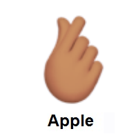 Hand with Index Finger and Thumb Crossed: Medium Skin Tone on Apple iOS