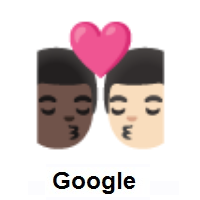 Kiss: Man, Man: Dark Skin Tone, Light Skin Tone on Google Android