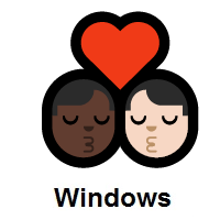 Kiss: Man, Man: Dark Skin Tone, Light Skin Tone on Microsoft Windows