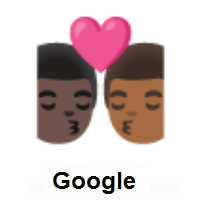 Kiss: Man, Man: Dark Skin Tone, Medium-Dark Skin Tone on Google Android