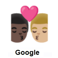 Kiss: Man, Man: Dark Skin Tone, Medium-Light Skin Tone on Google Android