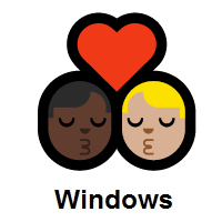 Kiss: Man, Man: Dark Skin Tone, Medium-Light Skin Tone on Microsoft Windows