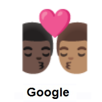 Kiss: Man, Man: Dark Skin Tone, Medium Skin Tone on Google Android