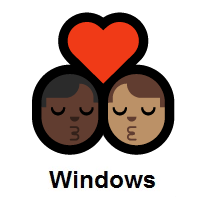 Kiss: Man, Man: Dark Skin Tone, Medium Skin Tone on Microsoft Windows