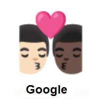 Kiss: Man, Man: Light Skin Tone, Dark Skin Tone on Google Android