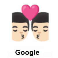 Kiss: Man, Man: Light Skin Tone on Google Android