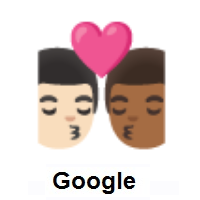 Kiss: Man, Man: Light Skin Tone, Medium-Dark Skin Tone on Google Android