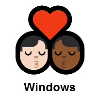 Kiss: Man, Man: Light Skin Tone, Medium-Dark Skin Tone on Microsoft Windows