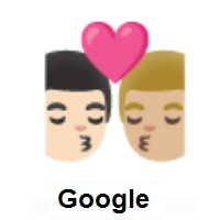 Kiss: Man, Man: Light Skin Tone, Medium-Light Skin Tone on Google Android