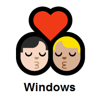 Kiss: Man, Man: Light Skin Tone, Medium-Light Skin Tone on Microsoft Windows