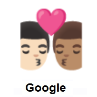 Kiss: Man, Man: Light Skin Tone, Medium Skin Tone on Google Android