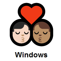 Kiss: Man, Man: Light Skin Tone, Medium Skin Tone on Microsoft Windows