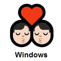 Kiss: Man, Man: Light Skin Tone on Microsoft Windows