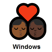 Kiss: Man, Man: Medium-Dark Skin Tone, Dark Skin Tone on Microsoft Windows
