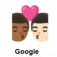 Kiss: Man, Man: Medium-Dark Skin Tone, Light Skin Tone on Google Android