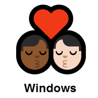 Kiss: Man, Man: Medium-Dark Skin Tone, Light Skin Tone on Microsoft Windows