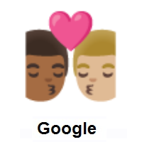 Kiss: Man, Man: Medium-Dark Skin Tone, Medium-Light Skin Tone on Google Android