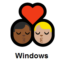 Kiss: Man, Man: Medium-Dark Skin Tone, Medium-Light Skin Tone on Microsoft Windows
