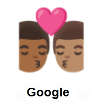 Kiss: Man, Man: Medium-Dark Skin Tone, Medium Skin Tone on Google Android