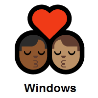 Kiss: Man, Man: Medium-Dark Skin Tone, Medium Skin Tone on Microsoft Windows