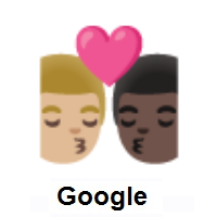 Kiss: Man, Man: Medium-Light Skin Tone, Dark Skin Tone on Google Android