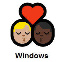 Kiss: Man, Man: Medium-Light Skin Tone, Dark Skin Tone on Microsoft Windows