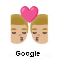 Kiss: Man, Man: Medium-Light Skin Tone on Google Android