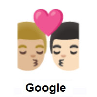 Kiss: Man, Man: Medium-Light Skin Tone, Light Skin Tone on Google Android