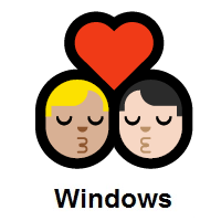Kiss: Man, Man: Medium-Light Skin Tone, Light Skin Tone on Microsoft Windows