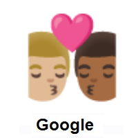 Kiss: Man, Man: Medium-Light Skin Tone, Medium-Dark Skin Tone on Google Android