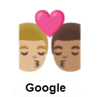 Kiss: Man, Man: Medium-Light Skin Tone, Medium Skin Tone on Google Android