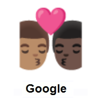 Kiss: Man, Man: Medium Skin Tone, Dark Skin Tone on Google Android
