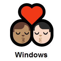 Kiss: Man, Man: Medium Skin Tone, Light Skin Tone on Microsoft Windows