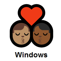 Kiss: Man, Man: Medium Skin Tone, Medium-Dark Skin Tone on Microsoft Windows