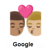 Kiss: Man, Man: Medium Skin Tone, Medium-Light Skin Tone on Google Android