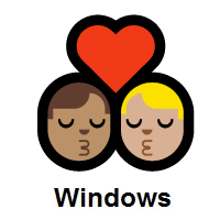 Kiss: Man, Man: Medium Skin Tone, Medium-Light Skin Tone on Microsoft Windows