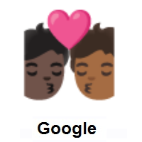 Kiss: Person, Person: Dark Skin Tone, Medium-Dark Skin Tone on Google Android
