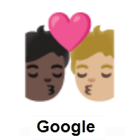 Kiss: Person, Person: Dark Skin Tone, Medium-Light Skin Tone on Google Android
