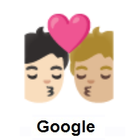 Kiss: Person, Person: Light Skin Tone, Medium-Light Skin Tone on Google Android
