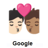 Kiss: Person, Person: Light Skin Tone, Medium Skin Tone on Google Android