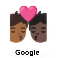 Kiss: Person, Person: Medium-Dark Skin Tone, Dark Skin Tone on Google Android
