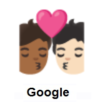 Kiss: Person, Person: Medium-Dark Skin Tone, Light Skin Tone on Google Android