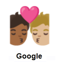 Kiss: Person, Person: Medium-Dark Skin Tone, Medium-Light Skin Tone on Google Android