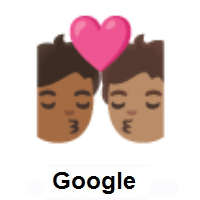 Kiss: Person, Person: Medium-Dark Skin Tone, Medium Skin Tone on Google Android