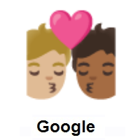 Kiss: Person, Person: Medium-Light Skin Tone, Medium-Dark Skin Tone on Google Android