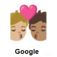 Kiss: Person, Person: Medium-Light Skin Tone, Medium Skin Tone on Google Android